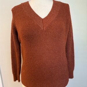 Philosophy Heathered Rust V-Neck Sweater